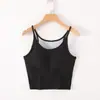 Dropshipping Camisola de Color Sólido de Nuevo Estilo Primavera y Verano con Sujetador Incorporado y Copa Integrada, Top sin Mangas Ajustado