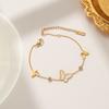 Pulseira Borboleta de Madrepérola Oca Aço Titânio Tridimensional Oca Diamante Galvanoplastia Conserva Cor Tendência Moda Joias Fábrica Direta Aprovado