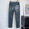 Calça Jeans Masculina Skinny de Marca Tendência Outono Primavera Juventude Popular Americana Stretch Estampada Nove Pontos