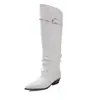 Botas de Caballero de Cuero en Capas para Mujer, Botas Largas de Caña Alta, Nuevo Estilo Otoño/Invierno, Punta Puntiaguda, Tacón Medio Grueso, Hebilla, Botas Altas hasta la Rodilla para Mujer