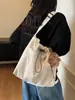 Bolso Cubo Nuevo Estilo Coreano Nicho Literario Estilo Perezoso Moda Cordón Bolso de Hombro para Mujer Bolso Cruzado de Nailon Plegado