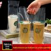 Sacos para Levar de Chá com Leite, Sacos para Entrega de Bebidas de Café, Sacos Descartáveis para Copo Único/Duplo com Porta-Copos, Sacos Portáteis Espessados Transparentes de Alta Pressão