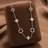 Comercio Exterior de Amazon Venta Caliente Collar de Acero de Titanio Temperamento Femenino Circonita Microincrustada Personalidad Cadena para Clavícula de Alto Sentido Colección Joyería