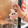 Bolsa Pequena Bola de Carvão Fofa com Pingente de Pelo Sintético de Coelho Rex Boneca de Pelúcia Pingente para Mochila Chaveiro de Carro Presente de Pelúcia