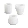 Molde de silicona para maceta de yeso cilíndrica tridimensional con flor pequeña, gota de resina para maceta carnosa, gota de pegamento de cristal DIY longitudinal
