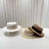 Sombrero de paja de parte superior plana para primavera y verano, estilo playero, para vacaciones, sombrero para el sol, moda socialité, sombrero de paja que combina con todo, sombrero para el sol.