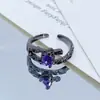 Anillo Abierto Retro Oscuro de Araña y Cuervo de Halloween Transfronterizo Personalizado Nicho Punk Apilable de Moda Genial para Mujeres