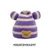 Touca de Tricô Infantil Outono e Inverno Urso Chapéu de Lã para Meninos e Meninas Proteção para as Orelhas Touca Quente para Bebê Touca de Tricô para Bebê