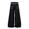 3319 Calle principal americana retro unisex bloques de color color de mezclilla original diseño de botón metálico jeans holgados baggy para hombre