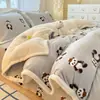 Conjunto de Quatro Peças de Veludo Leite Desenho Animado Estilo Fresco de Inverno Lençol de Flanela Espesso e Quente Capa de Edredom Conjunto de Três Peças Roupa de Cama