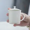Taza de Café Pequeña Yuerui, Taza Doméstica de Porcelana de Jade, Diseño de Hortensia, con Asa, Taza para Beber de Oficina con Platillo