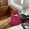 Suministro Transfronterizo Bolso Nuevo para Mujer Bolso de Mano Simple Bolso Tejido de Cuerda de Algodón Bolso de Paja Bolso Tejido Calado