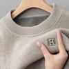 Suéter de veludo de alta qualidade com gola redonda, peça única, masculino, forrado com lã espessa, top quente, chenille, suéter para todos os tipos de combinações, base de pulôver