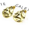 Pendientes ovalados sencillos de oro blanco y cobre chapados en oro, pendientes colgantes en forma de abanico, pendientes de estilo moderno, joyería