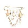 Moda Retro Transfronteriza Europea y Americana Metal Estrella de Cinco Puntas Perla Artificial Letra Broche Personalizado Versátil Pin Accesorio