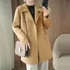 2026 Novo Estilo Dupla Face 100% Lã Pura Feminino Comprimento Médio Solto Emagrecedor Casaco de Lã Casaco Elegante de Alta Qualidade