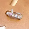 Anillo Abierto Rosa Dulce Femenino Corazón Circonita Exquisita Mariposa Súper Hada Versátil Apilable Nicho Anillo de Alta Gama
