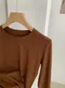 Camiseta de Manga Larga KEKEZOON 2026 Otoño Nueva Ajustada Color Sólido Camiseta Básica 9017