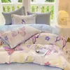 Juego de ropa de cama de algodón estilo Ins de cuatro piezas juego de tres piezas de algodón fresco para dormitorio de estudiante sábana funda de edredón