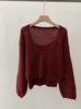 Conjunto de Dos Piezas para Mujer Omalai Principios de Otoño Tirantes Delgado Punto Base + Suéter Casual de Manga Larga con Escote en V Cortado 5163