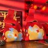 6 Bolsas de Regalo de Año Nuevo Tejidas a Mano en Rojo, Bolsa Pequeña de Muñeca para Regalo de Año Nuevo