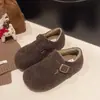 Zapatos Grises Boken Zapatos de Mujer 2025 Otoño e Invierno Nuevos Populares Forrados de Felpa Slip-On Slip-Ons Botas de Nieve Zapatos de Algodón para Mujer