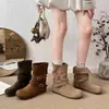 Botas de punta redonda para mujer botas cortas para mujer nuevas estilo western retro tacón oculto hebilla de cinturón botas casuales de moda otoño 2026 apiladas