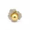 Anillo Abierto de Flor de Perla de Circonita, Anillo de Dedo Índice con Diseño de Nicho, Joyería de Mano Simple y de Moda para Mujeres