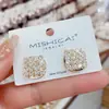 Pendientes Coreanos Sencillos y Elegantes de Circonita Cúbica para Mujer, Pendientes Exquisitos y de Moda con Aguja de Plata de Celebridad de Internet con un Diseño Versátil