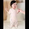 Macacão de Bebê para o Verão com Mangas Curtas de Camélia, Macacão Estilo Borboleta, Roupa Fina Estilo Kimono para Proteger a Barriga do Bebê, Roupa para Ar Condicionado