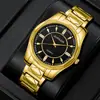 2025 Lançamento Transfronteiriço Novo Relógio Casual Masculino com Pulseira de Aço Decorado com Diamantes Esportivo Quartzo Itens de Performance Venda por Atacado