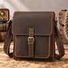 Bolso Cruzado de Cuero Crazy Horse Retro Transfronterizo para Hombre de un Solo Hombro Gran Capacidad Puede Caber Tableta de 10 Pulgadas Bolso Cruzado Bolso para Viaje de Negocios Hombre