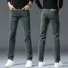 Jeans verdes de alta gama de lujo ligero italianos para hombre, nuevos de primavera y otoño, ajustados, elásticos, versátiles, modernos, pantalones para hombre