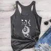 Chaleco Cruzado Tipo I Transfronterizo Europeo y Americano Camiseta sin Mangas Casual Estampado de Gato Nota Verano para Mujer