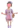 Vestido Cartoon Estilo Coreano para Bebê Menina Verão Infantil Novo Estilo Fada Kulomi Gola Redonda Vestido Princesa Tendência