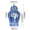 Jarrón Grande de Cerámica Estilo Chino Retro Azul y Flores con Patrón de Doble Felicidad para Sala de Estar Pasillo Mesa de Comedor Adornos Florales