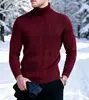 Suéter de Tricô Masculino, Estilo Europeu e Americano, Outono e Inverno, Gola Alta, Suéter de Tricô Trançado Moderno, Pulôver Tamanho Grande, Suéter Camada Base