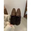 Primer Encuentro Ji Zapatos de Felpa Cálida con Puntera Cuadrada Estilo Europeo y Americano para Mujer, Uso en Exteriores, Nuevo Estilo Otoño/Invierno 2026, Corte Bajo, Versátiles