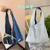 Bolso de hombro grande de nylon vaquero a cuadros color dopamina para mujer, bolso estilo coreano