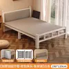 Cama plegable cama individual adulto simple 1.2 metros hogar cama pequeña 1.5 metros doble cama engrosada dormitorio tablero duro cama de arte en hierro