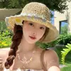 Ve a un lugar ventoso El mismo sombrero de Liu Yifei Sombrero de paja de Xu Hongdou Sombrero para el sol Sombrero de pescador para mujer Sombrero para el sol