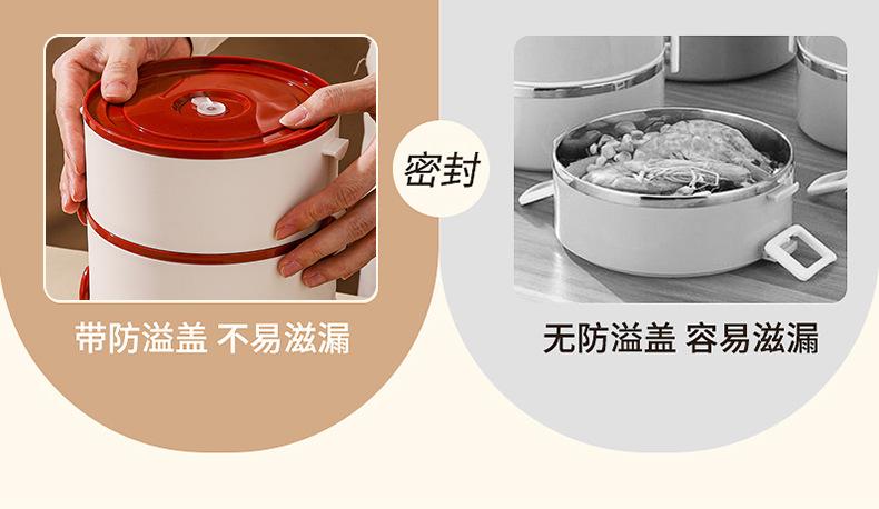 森乐圆形多层饭盒（红白）_07