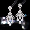 Argola de prata s925 luxo leve alta qualidade para banquete casamento noiva brincos modernos com zircônia colorida incrustada brincos de franja gota d'água
