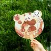 Abanico con diseño de panda AR, recuerdo turístico de Sichuan, tarjeta de viaje de la ciudad, abanico con diseño de panda de flores y Ye Qizi Meng Lan