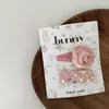 Novo Pente de Cabelo Infantil com Laço de Renda Rosa Doce e Flor, Combinação de Pentes para Bebê, Presilha Lateral, Presilha para Franja