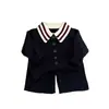 Ropa Infantil Coreana Estilo Preppy Conjunto de Punto Otoño 2025 Nuevo Estilo Suéter con Cuello Polo Shorts para Niños y Niñas Tendencia