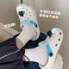 Zapatos de verano para mujer nuevos, estilo colgante para exteriores, puntera cerrada con agujeros, sandalias eva para vacaciones al aire libre en la playa