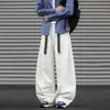 Pantalones de trabajo para hombre y mujer, nuevo estilo de primavera con diseño de cinturón, pantalones anchos holgados y casuales
