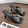 Sandalias de Tacón de Aguja de Diseño de Princesa de Moda de Verano 2026 con Lazo de Pedrería y Correa Recta