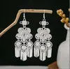 [Selección Premium] Pendientes Estilo Étnico de Minorías Vintage con Plata de Minorías Étnicas, Pendientes Largos Colgantes Florales Estilo Bohemio Único